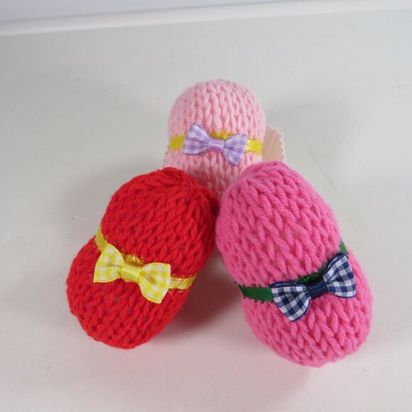Hand Knit Easter Eggs with hand sewn accents (NO GLUE) all fabric BOW TIE - Picture 1 of 4